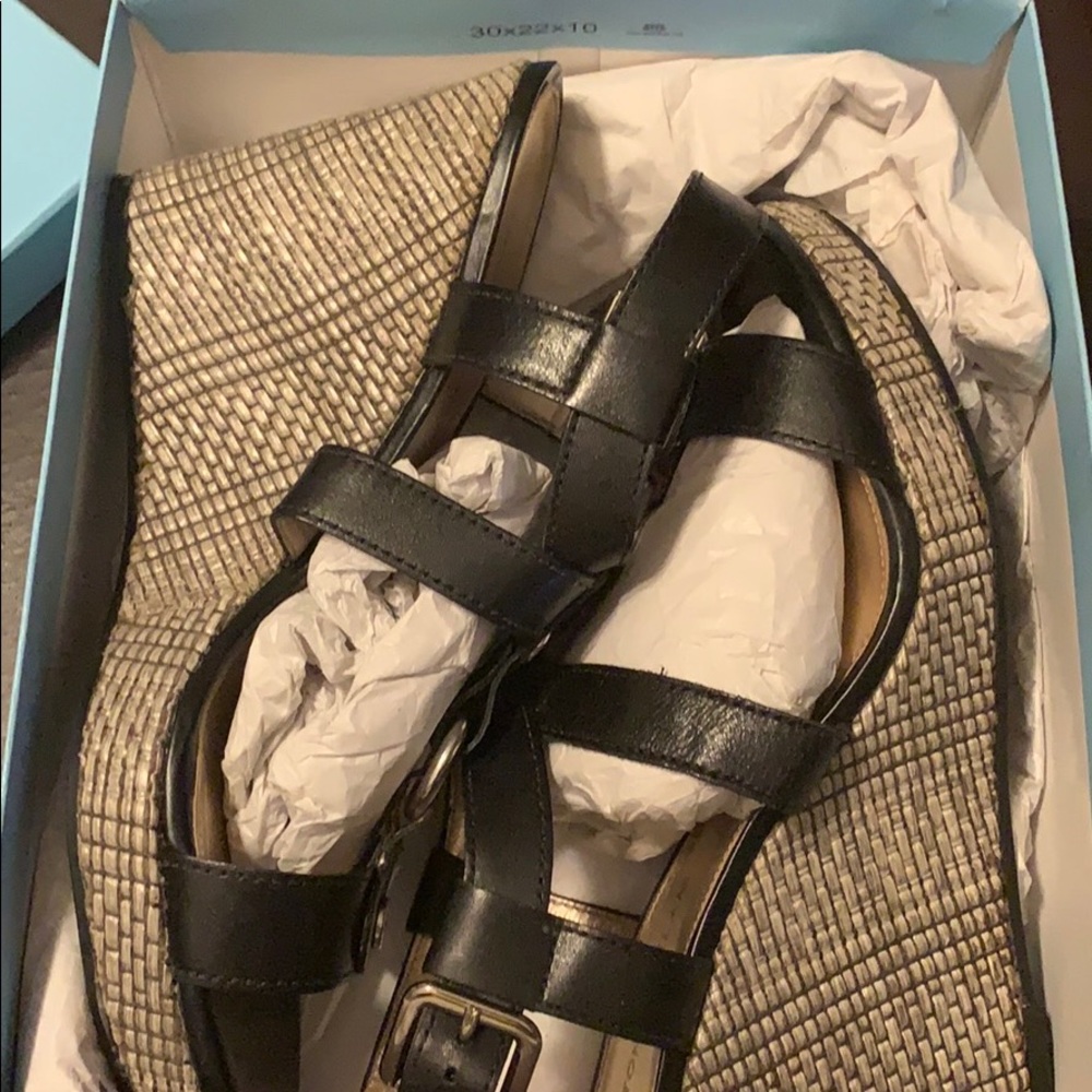 Antonio Melani Leather Woven Wedges